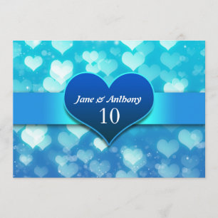 wedding anniversary blue heart invitations