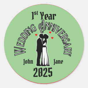 Wedding Anniversary Bride And Groom Couple Kissing Classic Round Sticker