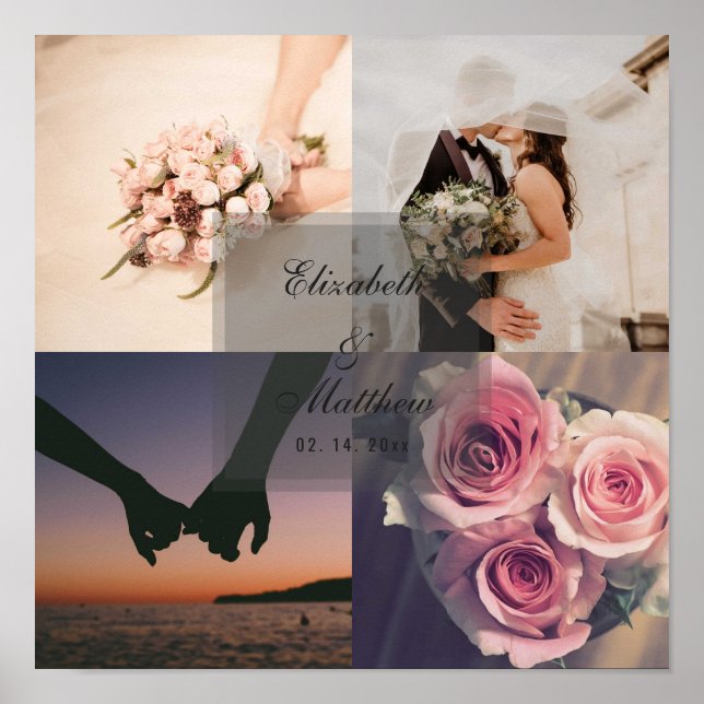 Wedding Anniversary Bride and Groom Photo Collage Poster (Front)