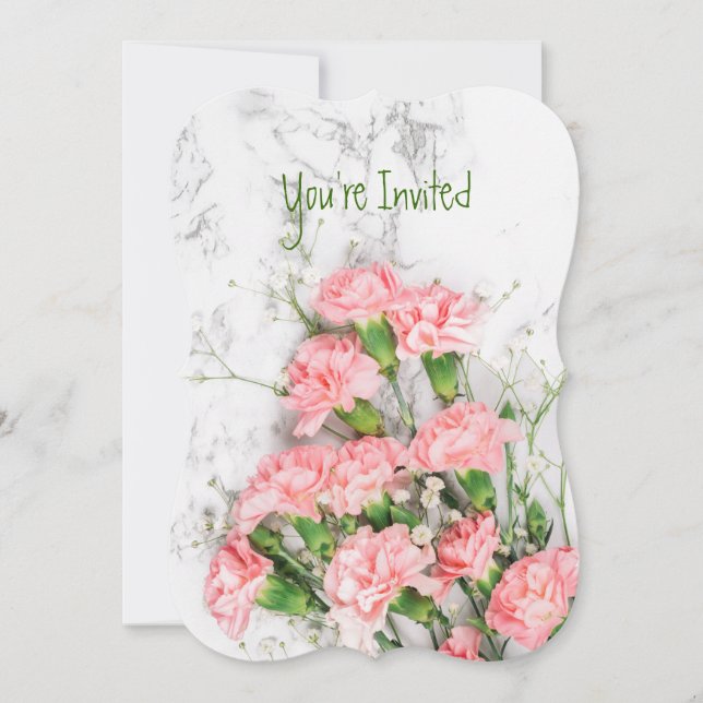 Wedding Anniversary Carnation Garden Flower  Invit Invitation (Front)