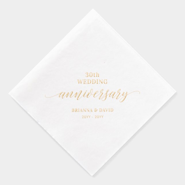 Wedding Anniversary Celebration Vow Renewal Foil Napkins (Right)