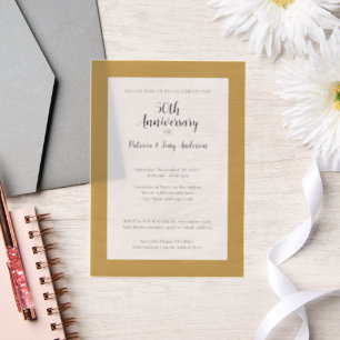 Wedding Anniversary Classic Font with Border Vellum Invitations