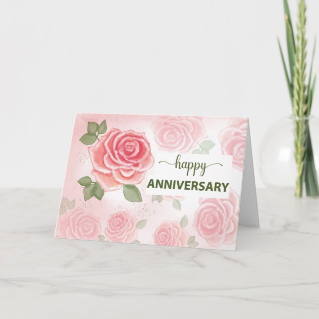 Wedding Anniversary Congratulations Watercolor Card (Front)