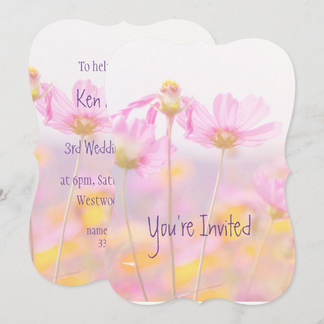 Wedding Anniversary Cosmos Garden Flower Invitation (Front/Back)