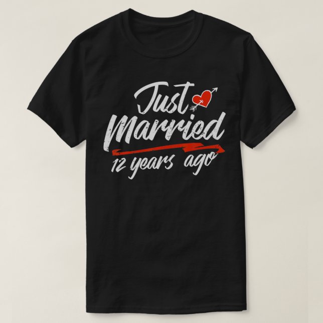 Wedding Anniversary Couple Gift Just Married 12 Ye T-Shirt (Design Front)