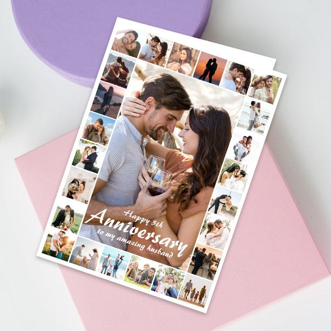 Wedding Anniversary Custom Collage | Photo  Card (Capture cherished moments and heartfelt love in one beautiful card.)