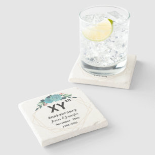 Wedding Anniversary Custom Names and Year Stone Coaster