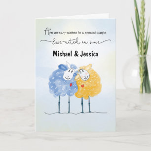 Wedding Anniversary Customisable Names Two Cute Ha Card