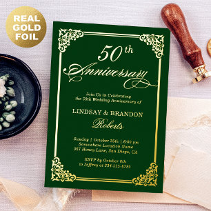 Wedding Anniversary Elegant Frame Green Gold Real