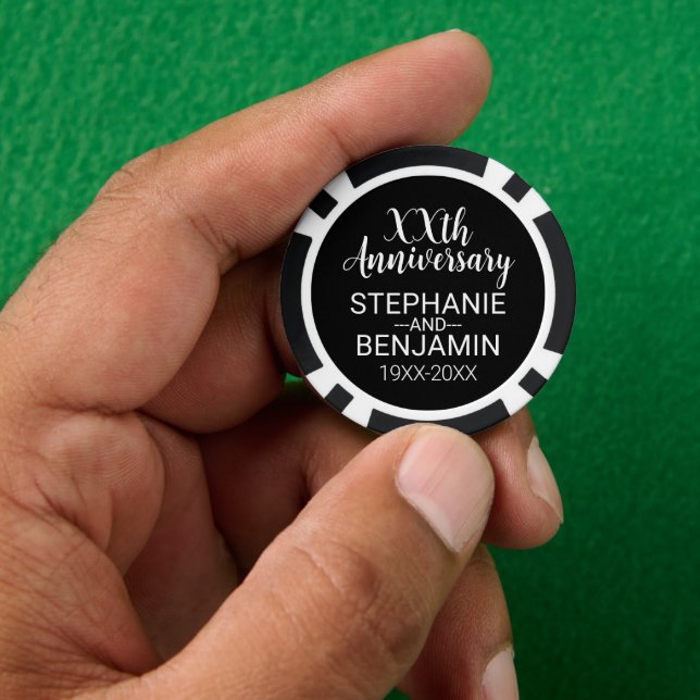 Wedding Anniversary Favour - Bride Groom Names Poker Chips (Hand)