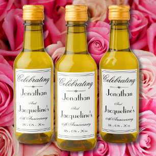 Wedding Anniversary Favour Elegant Chic White Mini Wine Label