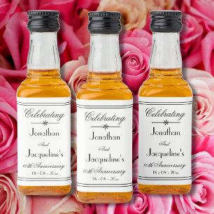 Wedding Anniversary Favours Classic White Mini Liquor Bottle Label