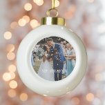 Wedding Anniversary First Christmas Ceramic Ball Christmas Ornament<br><div class="desc">Add a personalised wedding photo ornament to the Christmas tree this year with this couple's anniversary ceramic ball ornament! Easy to customise, just upload your favourite wedding photo and wedding date for a beautiful addition to your holiday decor! The perfect celebration for newlyweds first Christmas together or to celebrate an...</div>
