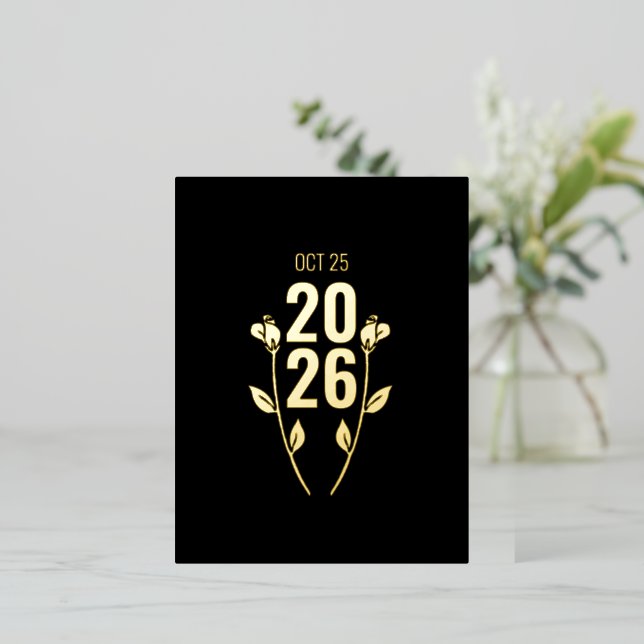 Wedding Anniversary Foil Invitation Postcard (Standing Front)