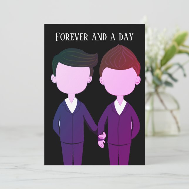 Wedding Anniversary Gay Men Couple Romantic Quote Card (Standing Front)
