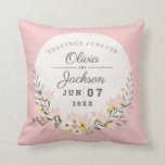 Wedding Anniversary gift chic floral blush pink Cushion<br><div class="desc">This monogrammed chic floral blush pink throw pillow is the perfect gift for the bride and groom.</div>