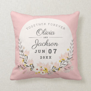 Wedding Anniversary gift chic floral blush pink Cushion