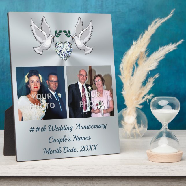 Wedding Anniversary Gift Photos, 1 or 2 Pictures Plaque (Side)