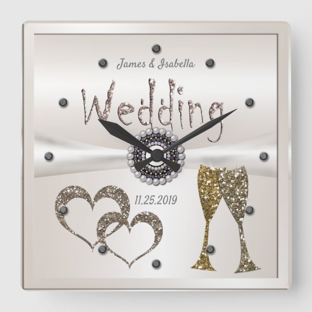 Wedding Anniversary Gifts for Couples Congratulati Square Wall Clock (Front)