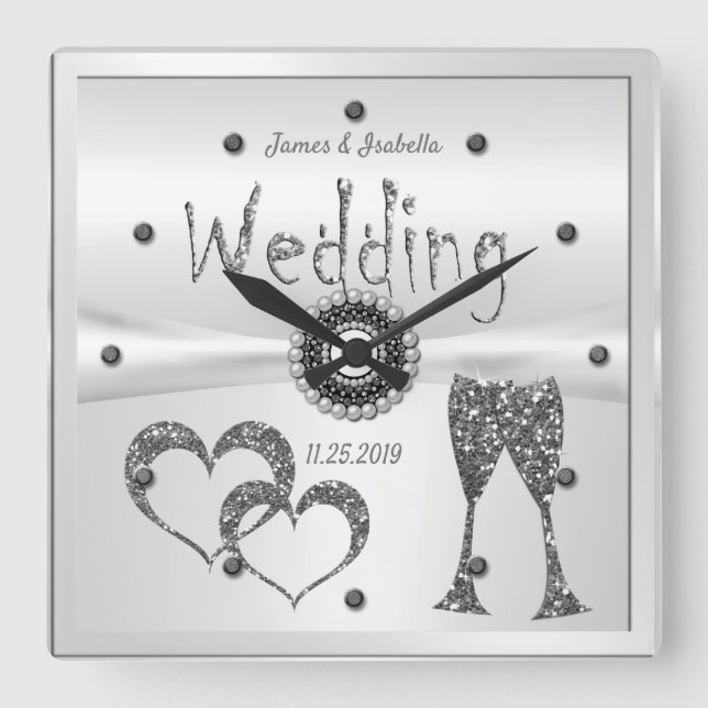 Wedding Anniversary Gifts for Couples Congratulati Square Wall Clock (Front)