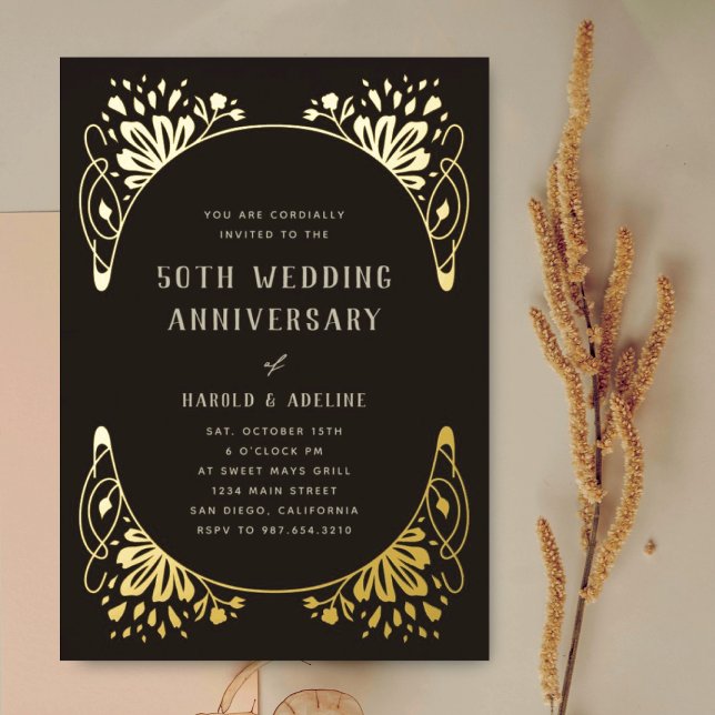 Wedding Anniversary Gold Foil Invitation (Creator Uploaded)
