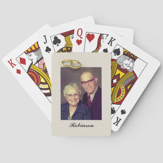 Wedding Anniversary - Golden personalised Playing Cards (Back)