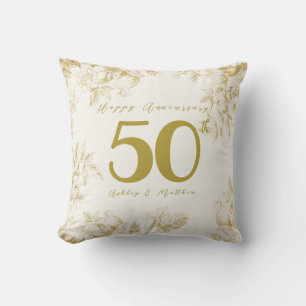 Wedding Anniversary golden vintage custom script Cushion