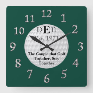 Wedding Anniversary Golf Clock with YOUR TEXT
