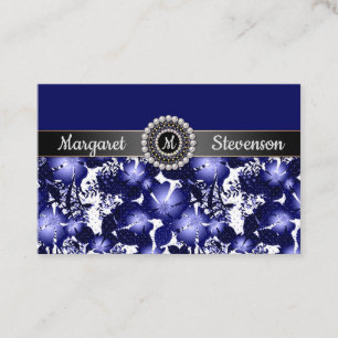 Wedding Anniversary grey satin ribbon pearls flora Business Card