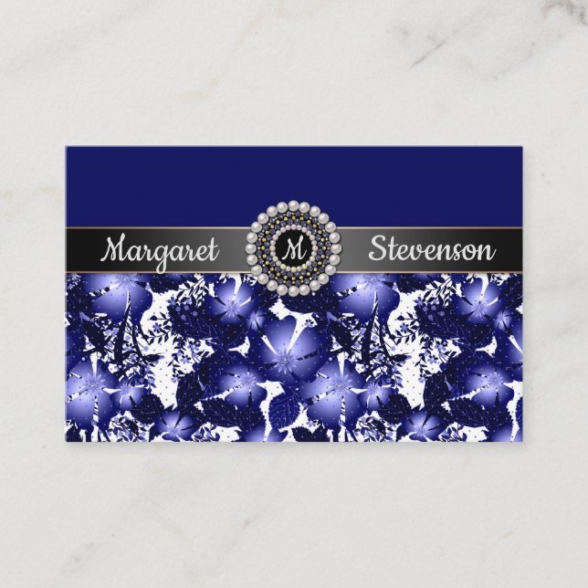 Wedding Anniversary grey satin ribbon pearls flora Business Card (Front)