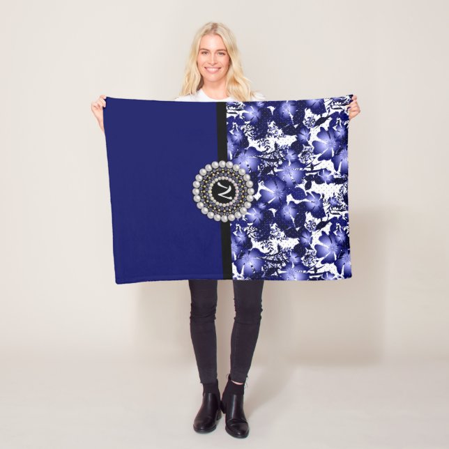 Wedding Anniversary grey satin ribbon pearls flora Fleece Blanket (In Situ)