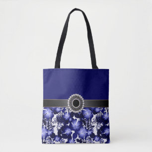 Wedding Anniversary grey satin ribbon pearls flora Tote Bag