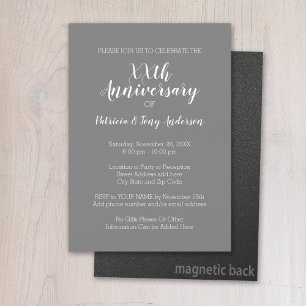 Wedding Anniversary - Grey White Party Magnetic Invitation