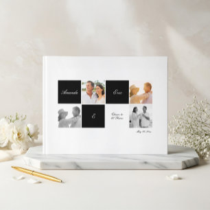 Wedding Anniversary Grid Photo Collage Black Guest Book