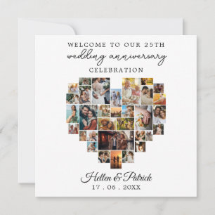 Wedding Anniversary Heart Photo Collage Modern Holiday Card