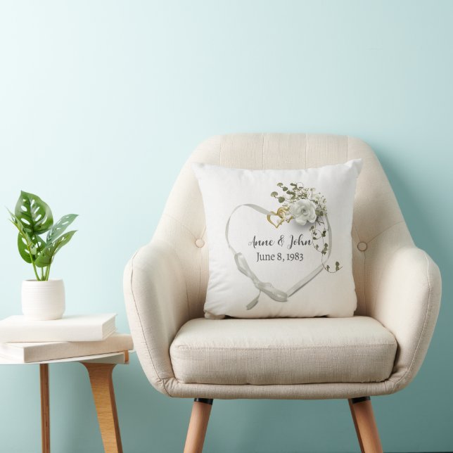 Wedding Anniversary Heart Ribbon Cushion (Chair)