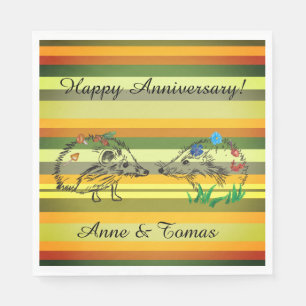 Wedding Anniversary Hedgehogs Paper Napkins