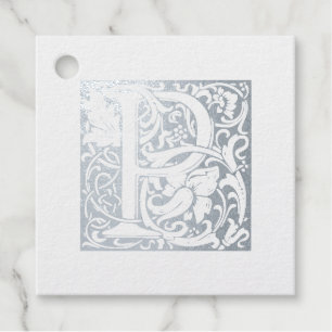 Wedding Anniversary Illuminated Letter P Monogram Favour Tags