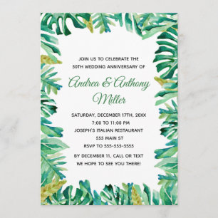Wedding Anniversary Invitation Botanical Tropical