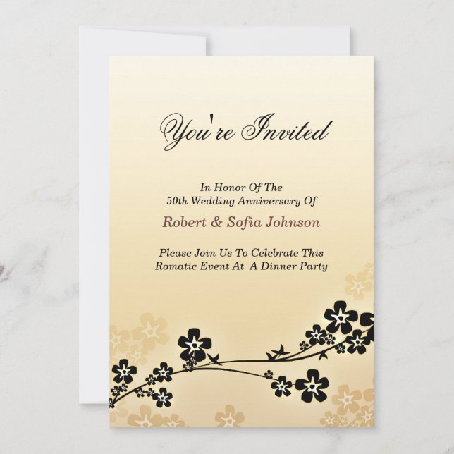 wedding anniversary invitation elegant and classic (Front)