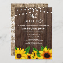 Wedding anniversary invitation Sunflower rustic