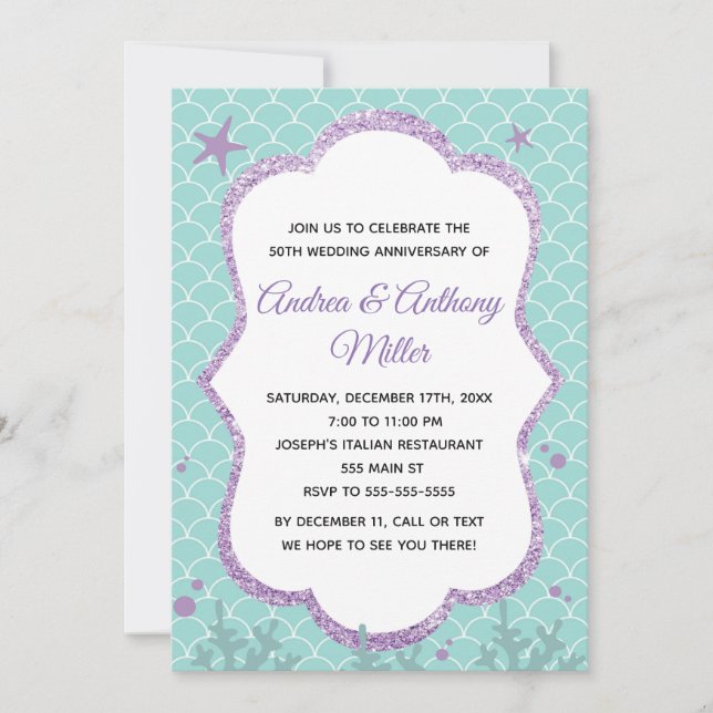 Wedding Anniversary Invitation Under The Sea (Front)