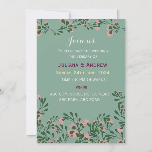 Wedding Anniversary Invitations  (Front)