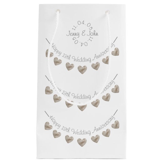 Wedding Anniversary lace heart small gift bag (Front)