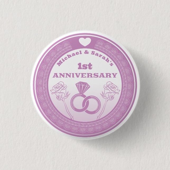Wedding anniversary Lace look change the year 3 Cm Round Badge (Front)