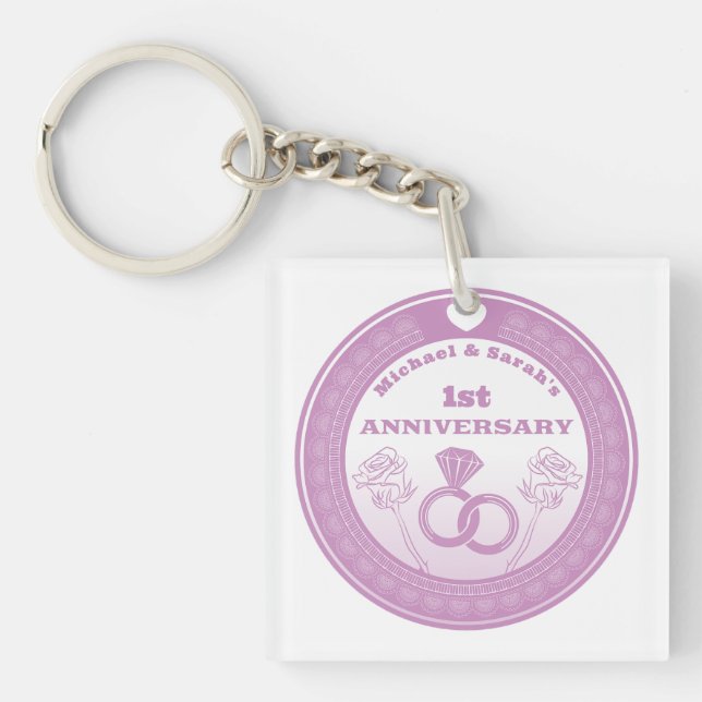 Wedding anniversary Lace look change the year Key Ring (Front)
