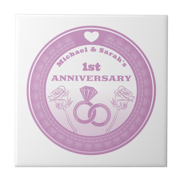 Wedding anniversary Lace look change the year Tile (Front)
