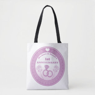 Wedding anniversary Lace look change the year Tote Bag