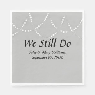 Wedding Anniversary Lights On Silver Napkin