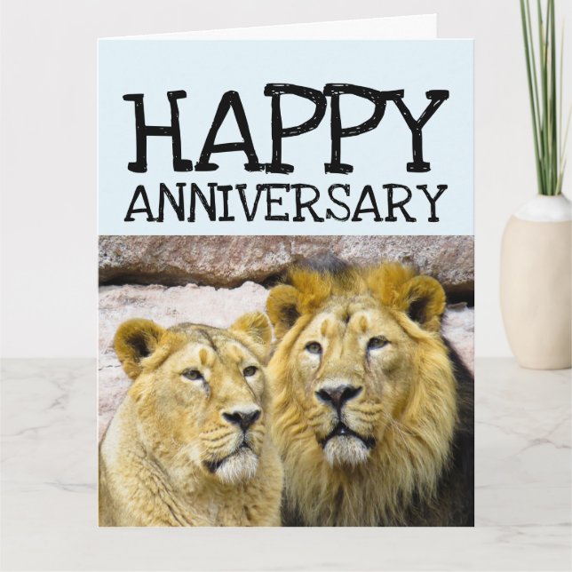 WEDDING ANNIVERSARY LION COUPLE BIG CARD FOR THEM (Front)